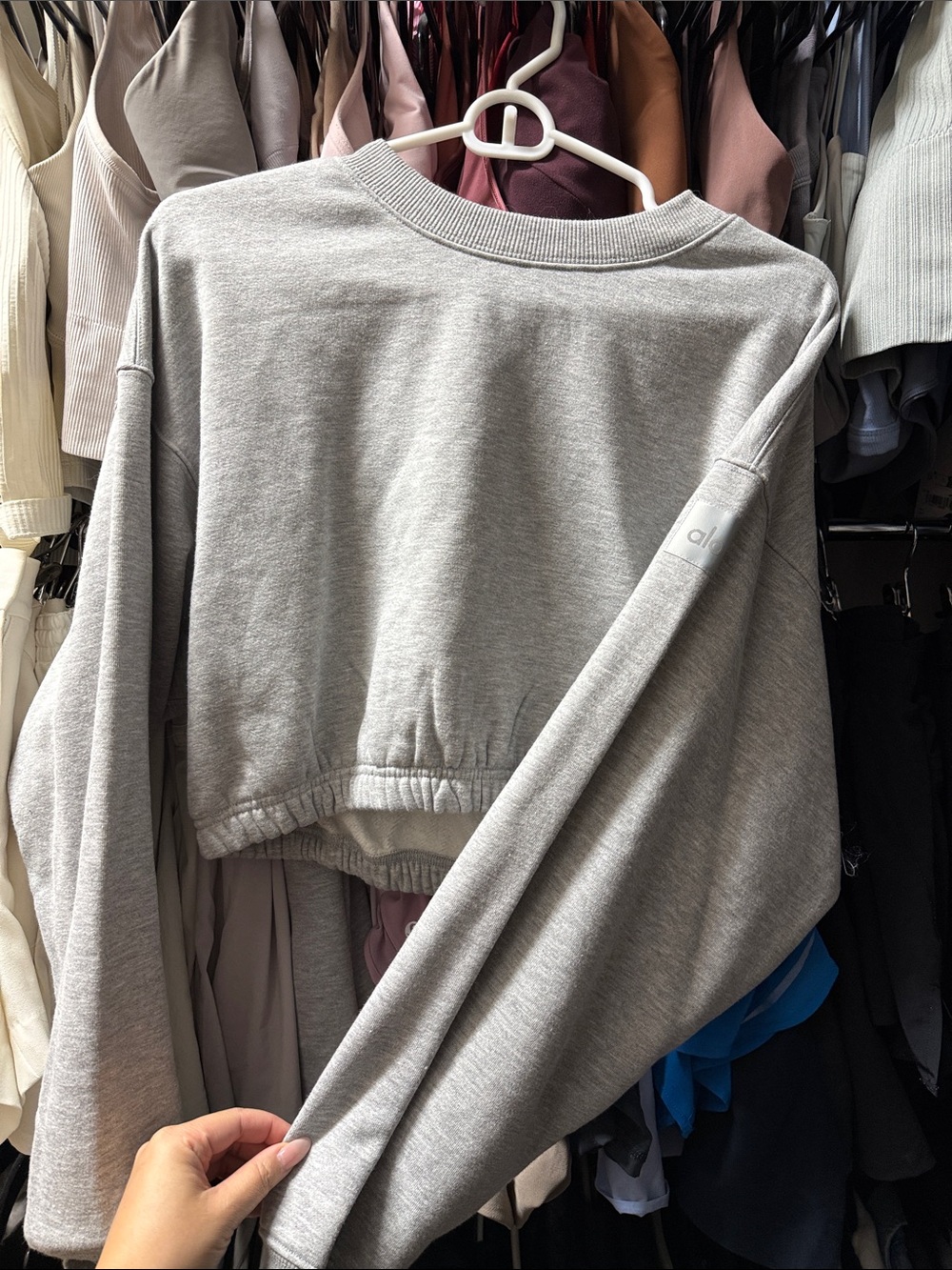 ALO Yoga Gray Cropped Crewneck Sweatshirt